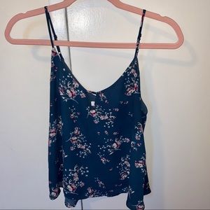 Lush Blue Floral Tank Top